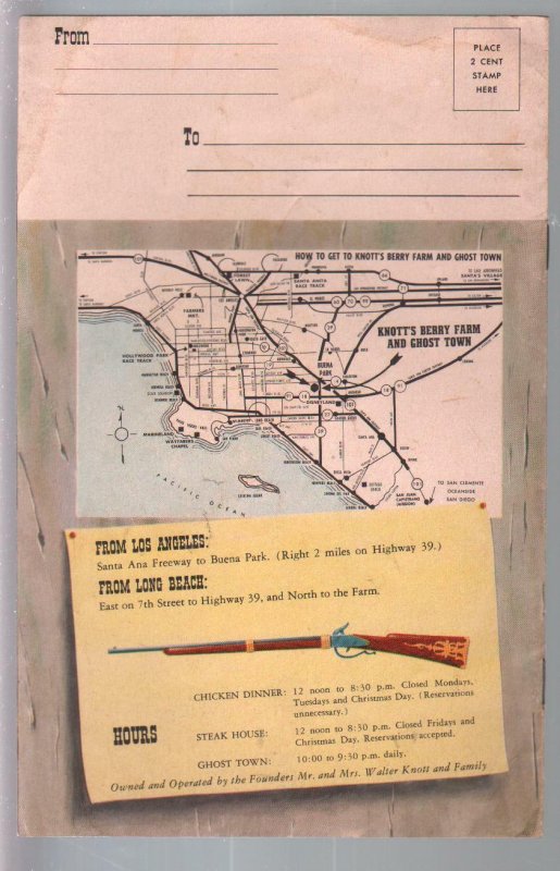 Knott's Berry Farm & Ghost Town Chicken Dinner Restaurant Menu-1957-historic ...