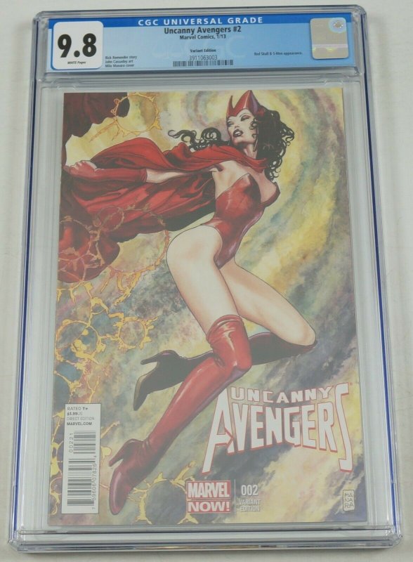 Uncanny Avengers #2 CGC 9.8 - Milo Manara Scarlet Witch 1:100 variant -white pgs 