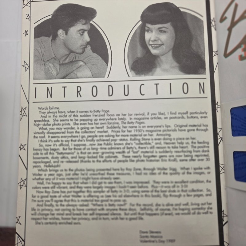 BETTY PAGE 3-D Picture Book VF/NM w/ glasses (1989) Dave Stevens