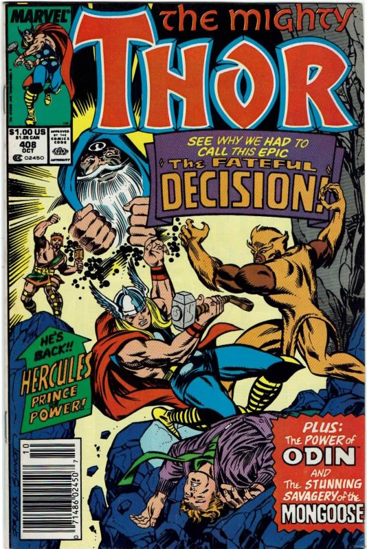 Thor #408 (1966 v1) Hercules Newsstand FN+