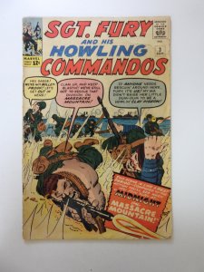 Sgt. Fury #3 (1963) GD- condition tears front cover, moisture damage