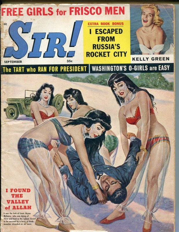 Sir! 9/1960-spicy Good Girl art cover-pulp crime-violence-snakes-rockets-GOOD