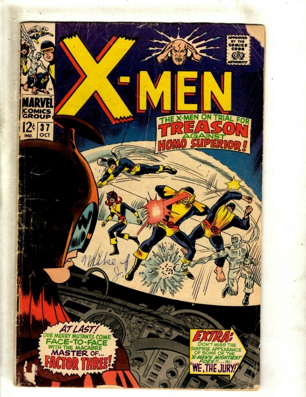 (Uncanny) X-Men # 37 VG- Marvel Comic Book Cyclops Iceman Beast Jean Grey BJ1