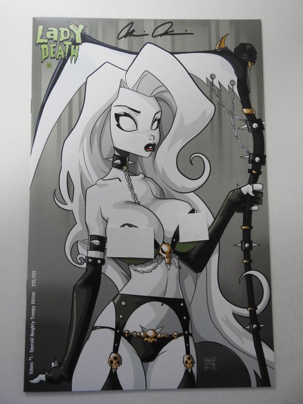 Lady Death Echoes #1 Emerald Naughty Trampy Edition NM- Cond! Signed W/ COA!