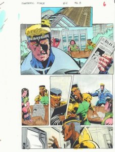 Fantastic Force #6 p.5 Color Guide Art - Team at HQ - 1995 by John Kalisz