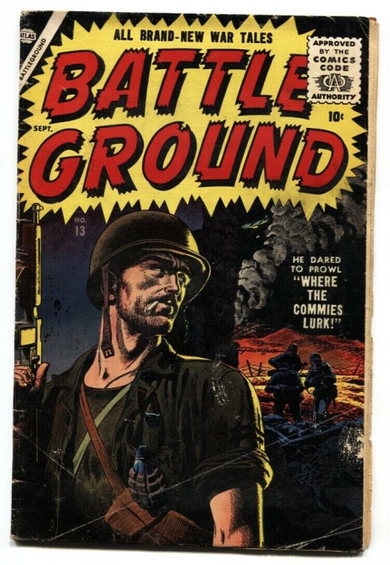 Battle Ground #13 1956-Atlas-Great RUSS HEATH War cover