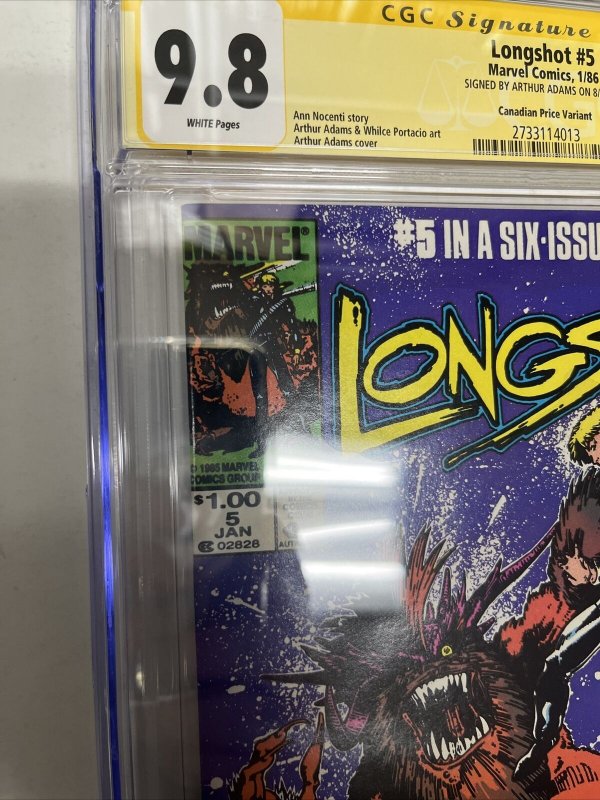 Longshot (1986) #5 (CGC SS 9.8) CPV Canadian | Signed Arthur Adams ! Census 2