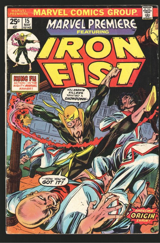 MARVEL PREMIERE 15 VG 1st APPEARANCE and ORIGIN  IRON FIST