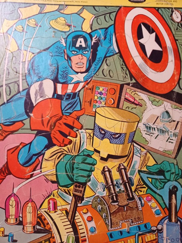 Captain America Frame Tray Puzzle 12x14 - Whitman 4531 - Marvel Avengers -1966 