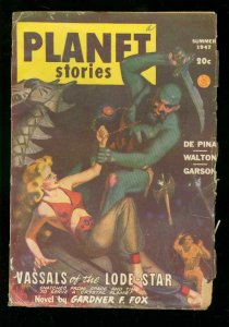 PLANET STORIES PULP-SUM 1947-GOOD GIRL ART COVER-SCI FI VG