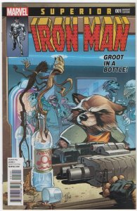 Superior Iron Man #1 Rocket and Groot Cover (2015)  NM+ to NM/M  original owner