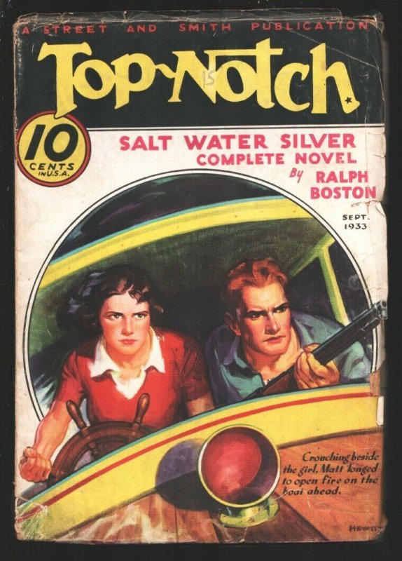 Top-Notch 9/1933-Don Hewitt Spicy girl cover-Jaki of The Jungle Tarzan type... 