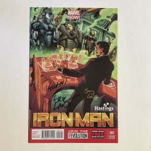 IRON MAN 1 2013 MARVEL NM NEAR MINT 3X SIGNED HASTINGS VARIANT
