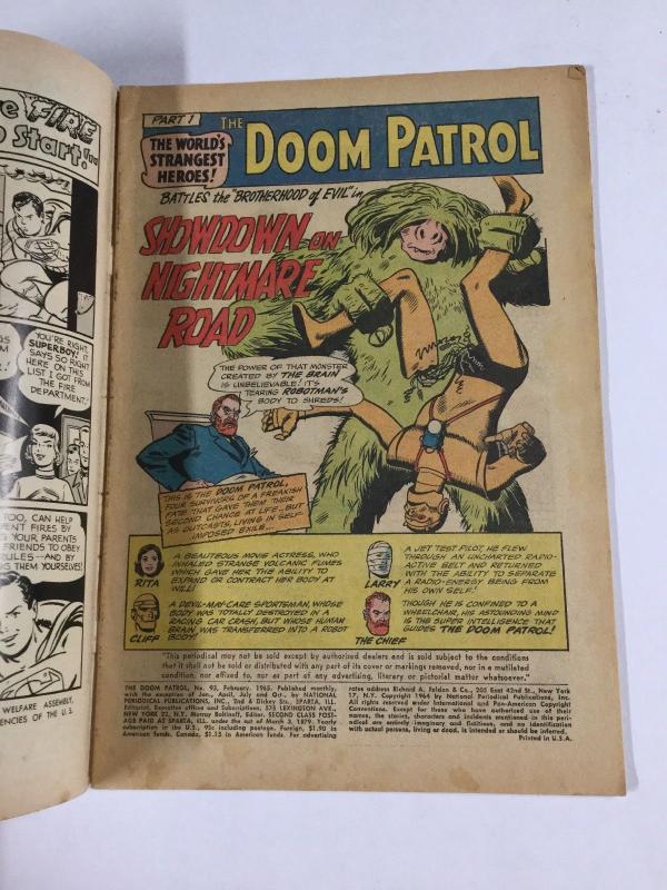 Doom Patrol 93 4.0 Vg Very Good Dc Comics Silver Age
