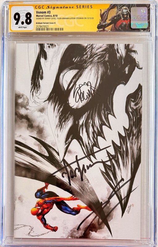 Venom #3  SS 3x CGC 9.8 B&W VIRGIN signed Stegman, Cates & Kirkham ?️1st Knull