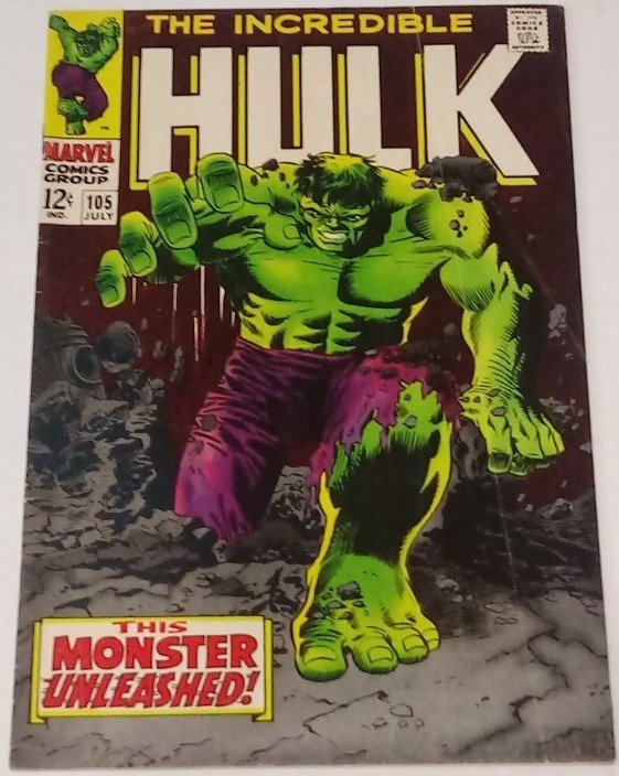 Incredible Hulk #105 (7.5) 1968 THIS MONSTER UNLEASHED! Silver Age ID#46A