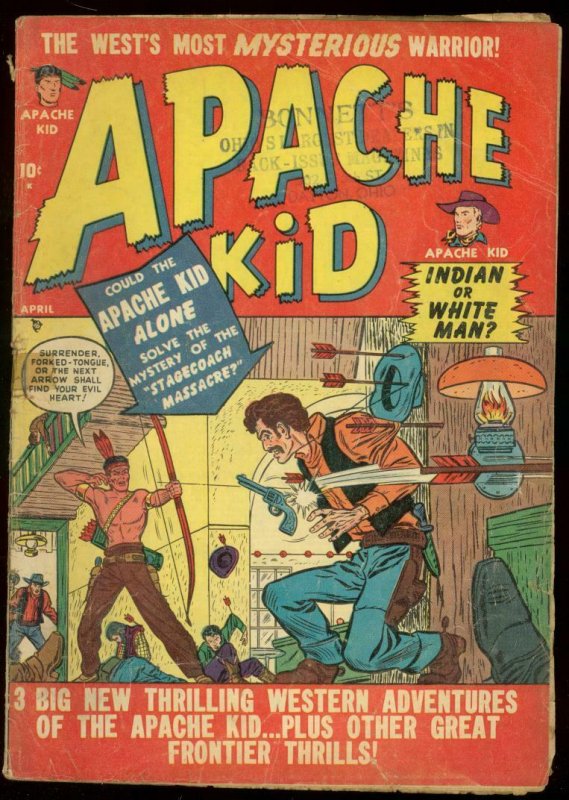 APACHE KID #4 1951 ATLAS COMIC SECRET IDENTITY WESTERN G