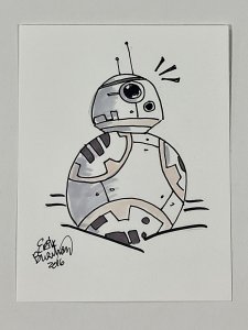 BB-8 BY ERIK BURNHAM ORIGINAL ART PEN AND MARKER SIGNED