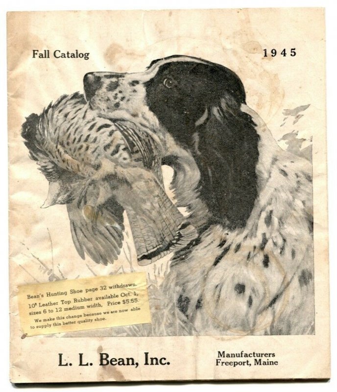 LL Bean Fall Catalog 1945- Dog cover- hunting fishing