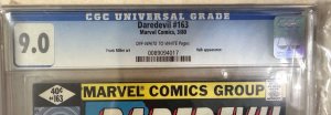 Daredevil #163 CGC 9.0 OWW Marvel 1980 Frank Miller Art Hulk Appearance