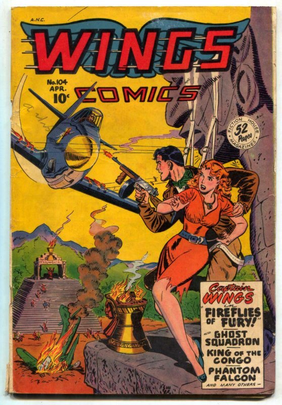 Wings Comics #104 1949- Ghost Squadron- Headlight cover VG