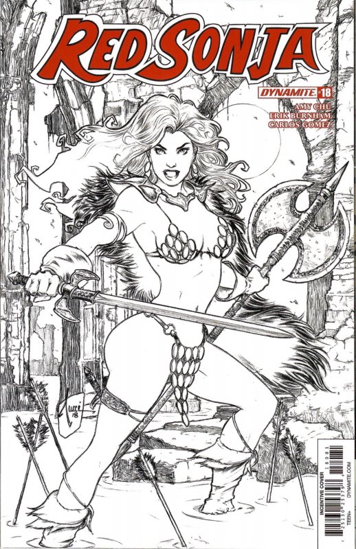 Red Sonja Volume 4 #18 Cover H (2018) Tucci Black and White Cover