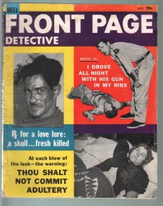 FRONT PAGE DETECTIVE OCT 1957-ADULTERY-KIDNAP-KID KILLER-TRUE CRIME PULP MAG G