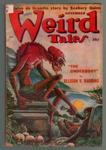 Weird Tales 11/1949-Matt Fox skull horror cover-Quinn-Harding-VG 