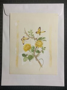 HAPPY MOTHERS DAY Yellow Flowers & Two Butterflies 7x9 Greeting Card Art #20038