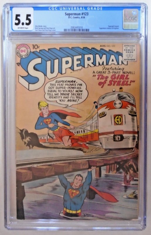 Superman #123 (DC/Aug 1958) CGC Universal Grade 5.5