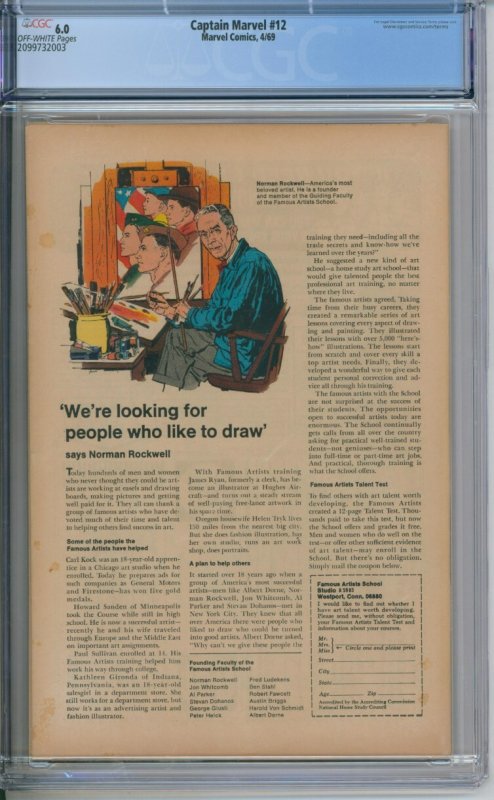 Marvel Comics Captain Marvel #12 CGC 6.0 Black Widow Appearance