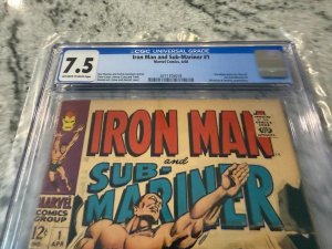 Iron Man & Sub-Mariner # 1 CGC Graded 7.5 Marvel Comic Book 1968 Silver Age JH33