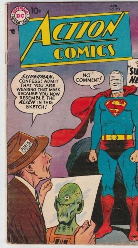 Action Comics 239 Strict 6.5 FN+ Mid-High-Grade(Apr-58) -Superman's New Face !