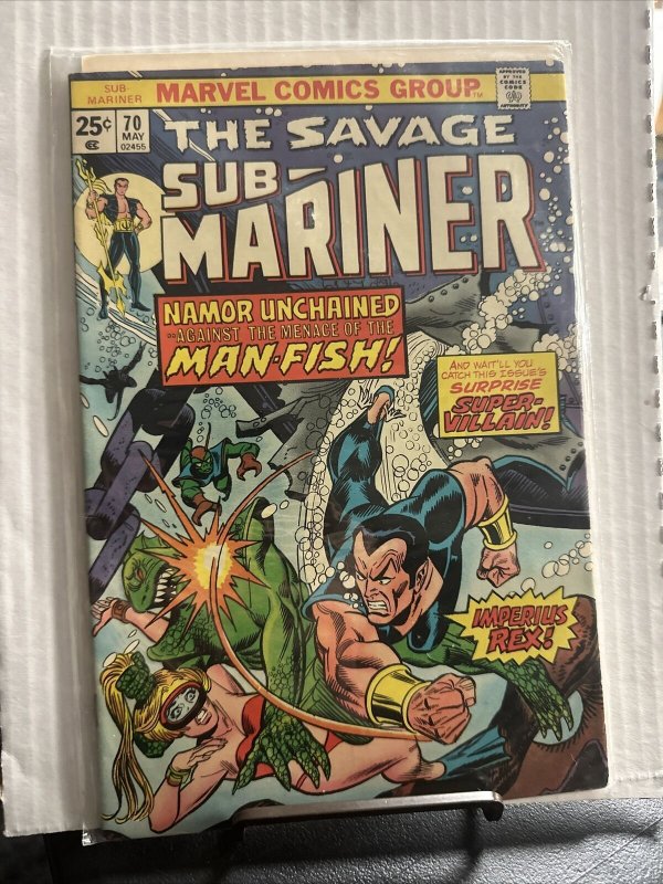 The Savage SUB-MARINER Marvel Comic Book Namor Issue 70 1974 1st App Of Piranha