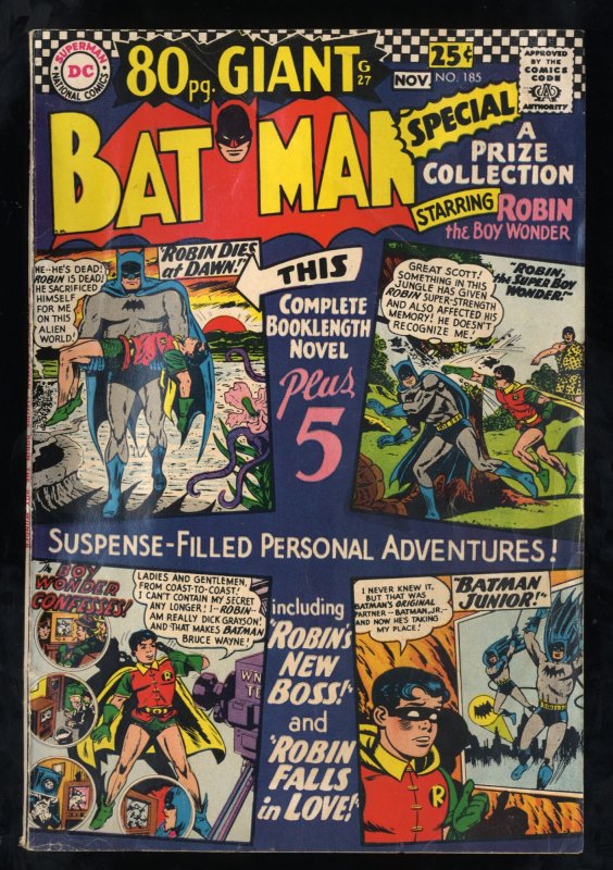 Batman #185 VG+ 4.5 White Pages