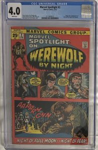 (1972) MARVEL SPOTLIGHT #2 1st WEREWOLF BY NIGHT! CGC 4.0 WHITE PAGES!