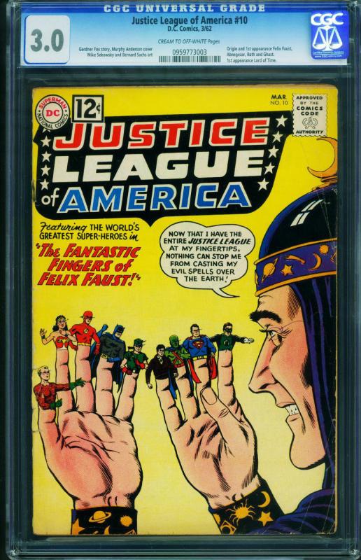 JUSTICE LEAGUE OF AMERICA #10 CGC 3.0 1962-1st Felix Faust 0959773003