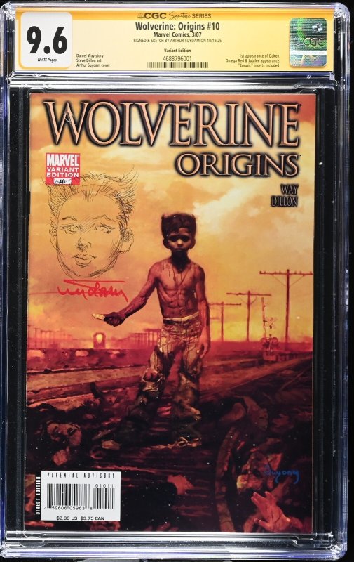 Wolverine Origins (2007) # 10 (CGC 9.6 SS) Signed Sketch Arthur  • 1st Daken App
