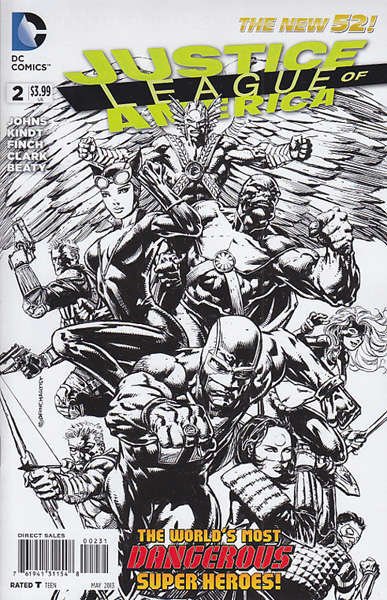 Justice League of America (3rd Series) #2B VF/NM ; DC | New 52 1:100 Variant B&W