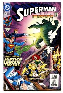 SUPERMAN #74 DOOMSDAY COVER-DC-comic book-1992.