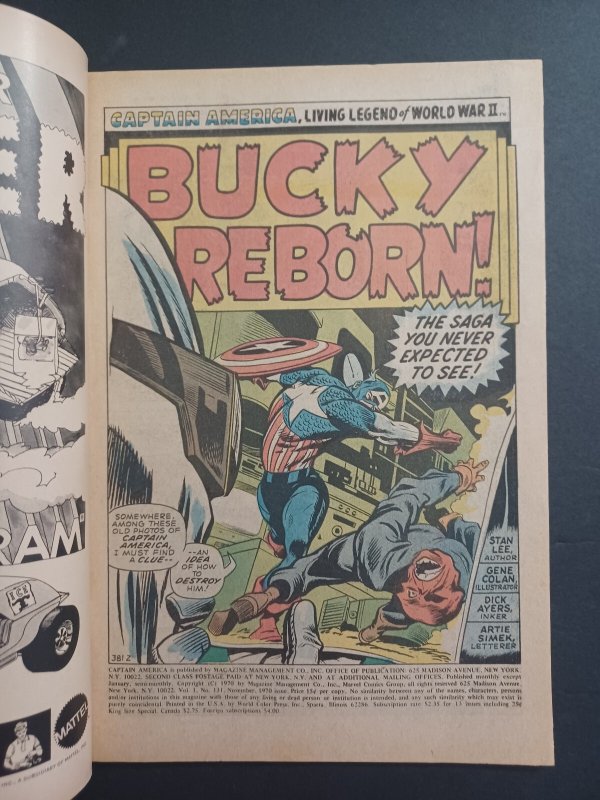 Captain America #131 - Bucky - Stan Lee - 1970 - FN/VF