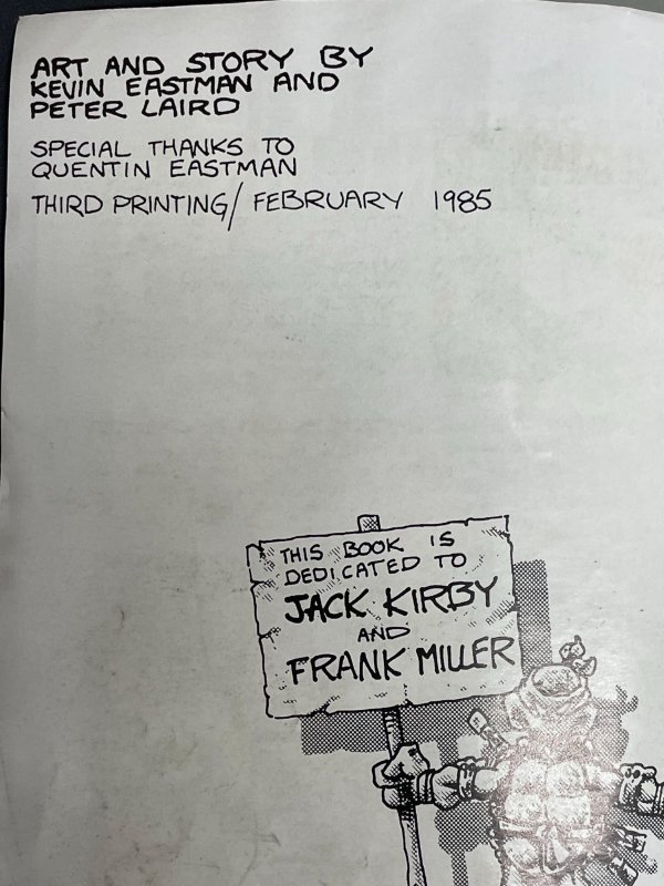 Teenage Mutant Ninja Turtles #1 Third Print Cover (1984)