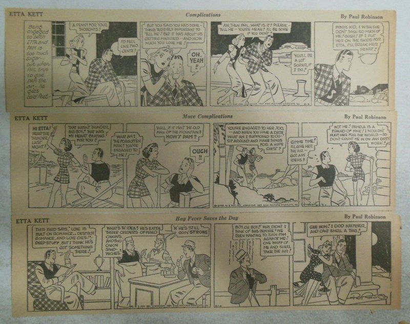 (52) Etta Kett Dailies by Paul Robinson from 8-9,1937 Size: 4 x 12 inches