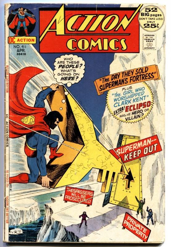 ACTION COMICS #411 1972 DC SUPERMAN ECLIPSO ORIGIN G