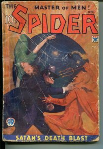 SPIDER-6/1934-SATAN'S DEATH BLAST-HERO PULP-WEIRD MENACE-good