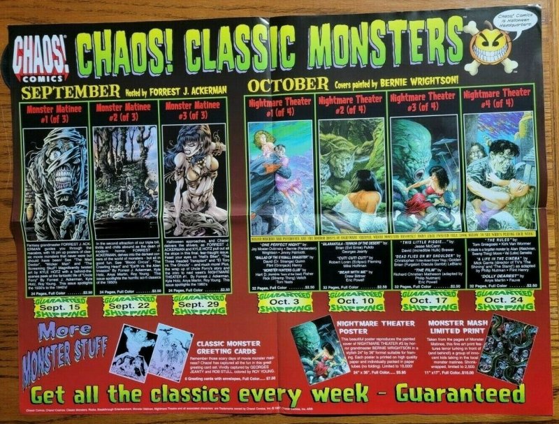 24 x 18 Chaos! Classic Monsters Comic Book Promo Poster NO PIN HOLES NEW