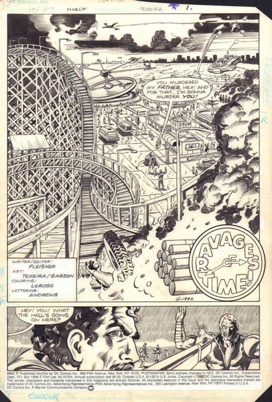 Hex #7 p.1 - 'Ravages of Time!' Title Splash - 1986 art by Mark Texeira