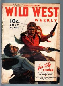 WILD WEST WEEKLY 7/12/1941-WESTERN PULP-GUN SHY GUNMAN VG/FN