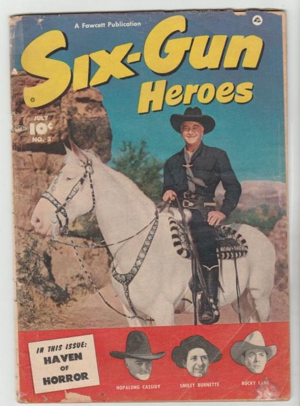 Six-Gun Heroes #3 (Jul-50) VG Affordable-Grade Hopalong Cassidy, Rocky Lane, ...