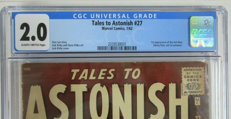 TALES TO ASTONISH #27 (Marvel,1/1962) FIRST HANK PYM- ANT-MAN! CGC 2.0 (Good)